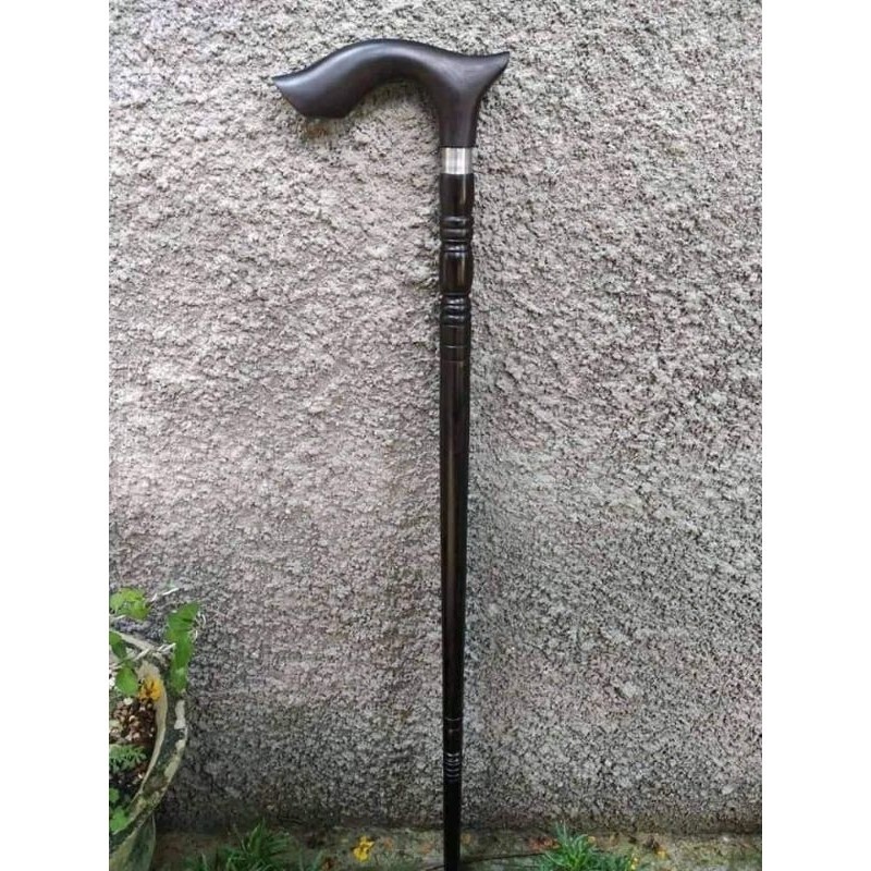 TONGKAT JALAN LANSIA FOSIL KELOR HITAM NATURAL KALIMANTAN