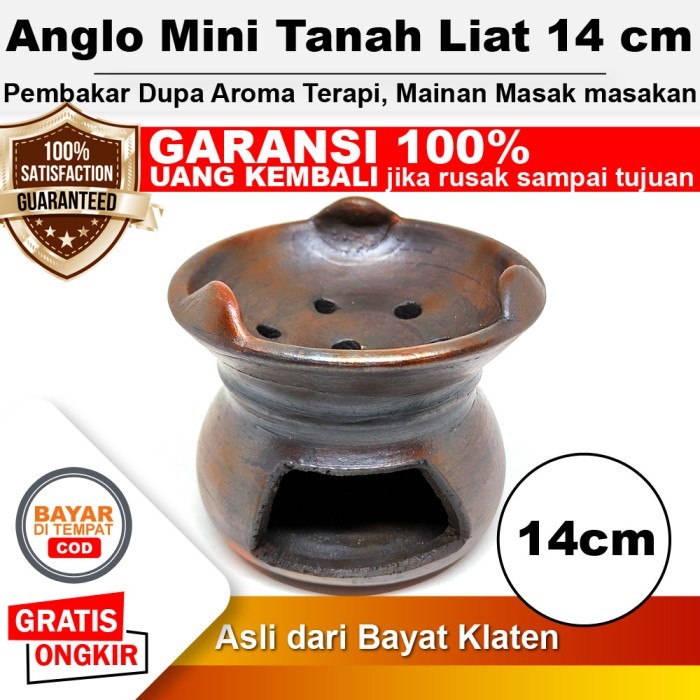 Tungku Anglo Mini Tanah Liat Diameter 14 cm Miniatur Anglo Kecil Pembakar Dupa Aroma Terapi Mainan M