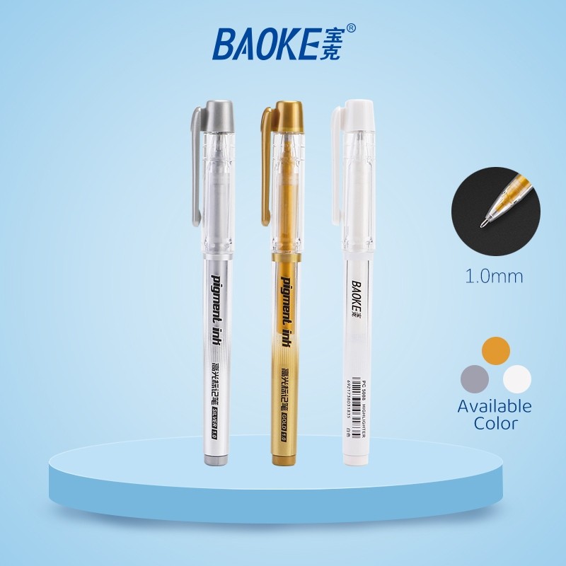 

BAOKE Highlighter 1.0mm Warna Putih Perak Emas Pena Grafiti PC5088