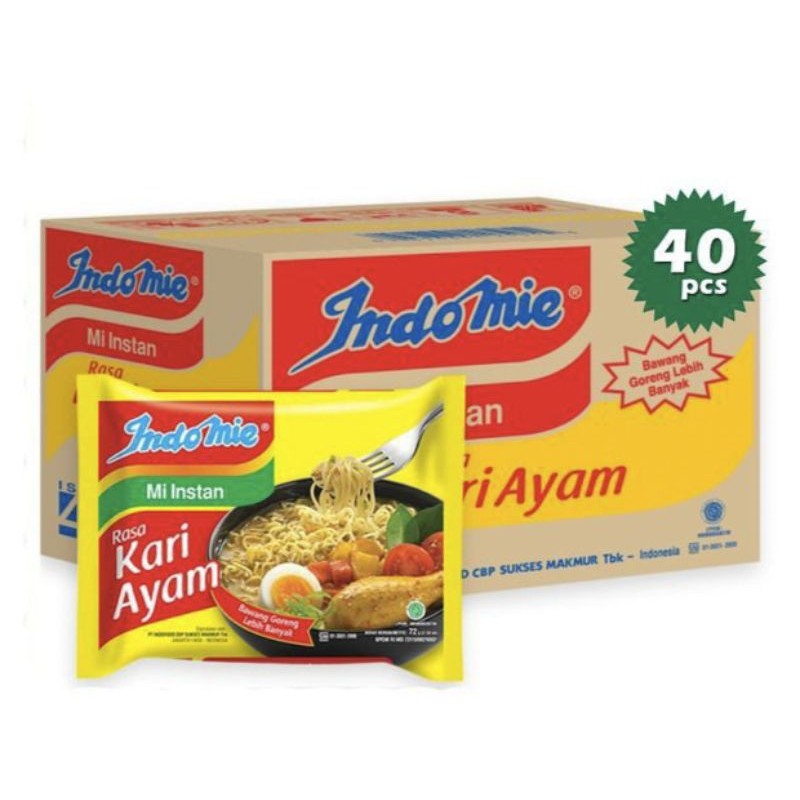 

Indomie Kari Ayam 1 dus isi 40 pcs Mie Kari ayam Mi Instan Rasa Kari Ayam