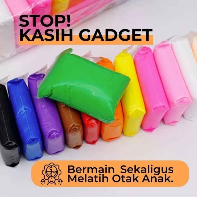 Clay Mainan Anak isi 12 warna pcs / Mainan Edukasi Lilin anak / Polymer Clay 12 pcs / Mainan Anak cl