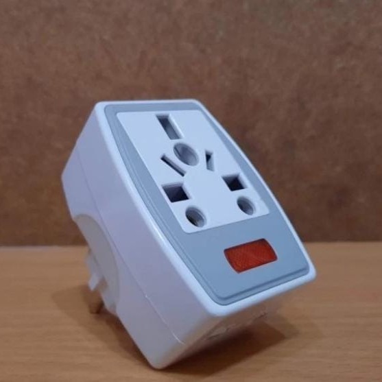 Steker T-SERBAGUNA TRM/ Stop Kontak / Over Steker Kaki 3 MULTI + Lampu.