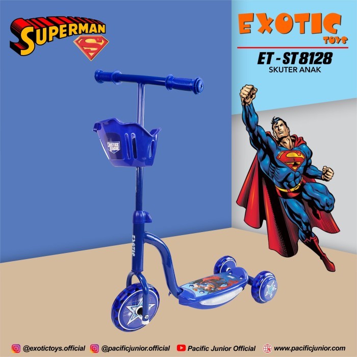 Skuter Scooter Anak EXOTIC ST 8128 Otoped Musik Lampu Rem - Biru