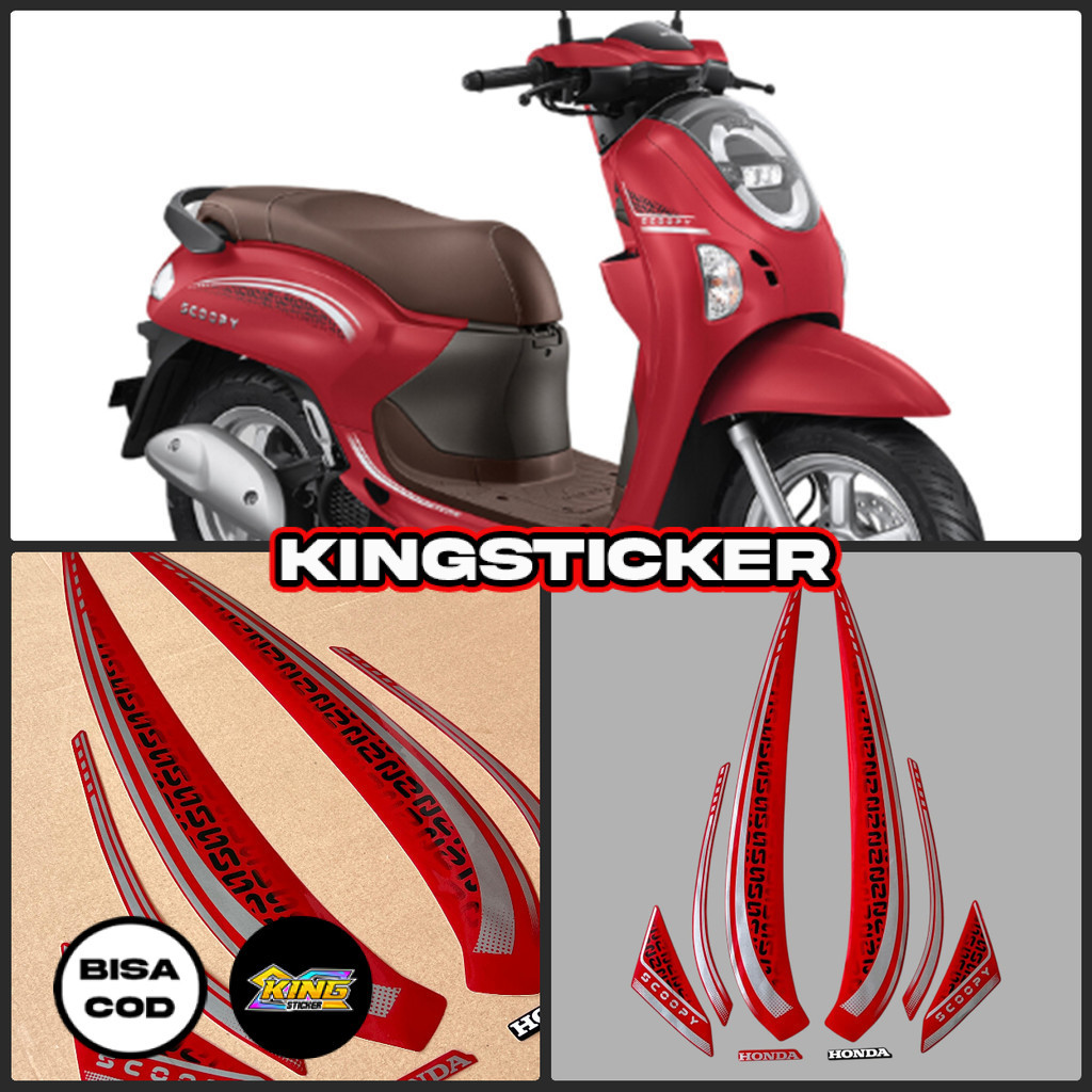 Striping Stiker Honda Scoopy Stylish 2024 2025 Red Merah Doff