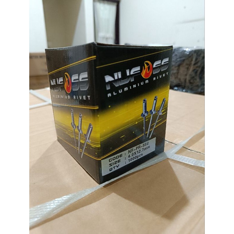 Paku Ripet Nufoss 550 4.0x12.7 mm 4 x 12,7mm isi 1000 Pcs Rifet Keling Aluminium Blind Rivet