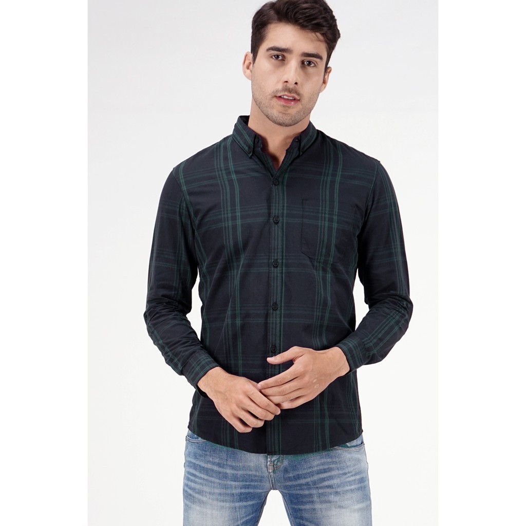 Bombboogie Kemeja Pria Cognac Navy Green 24703B5NI