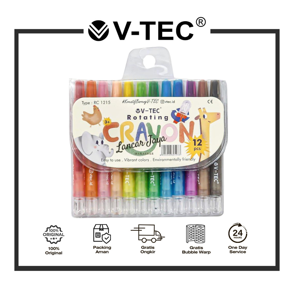 

V-TEC ROTATING CRAYON RC 1215 ISI 12 WARNA PCS
