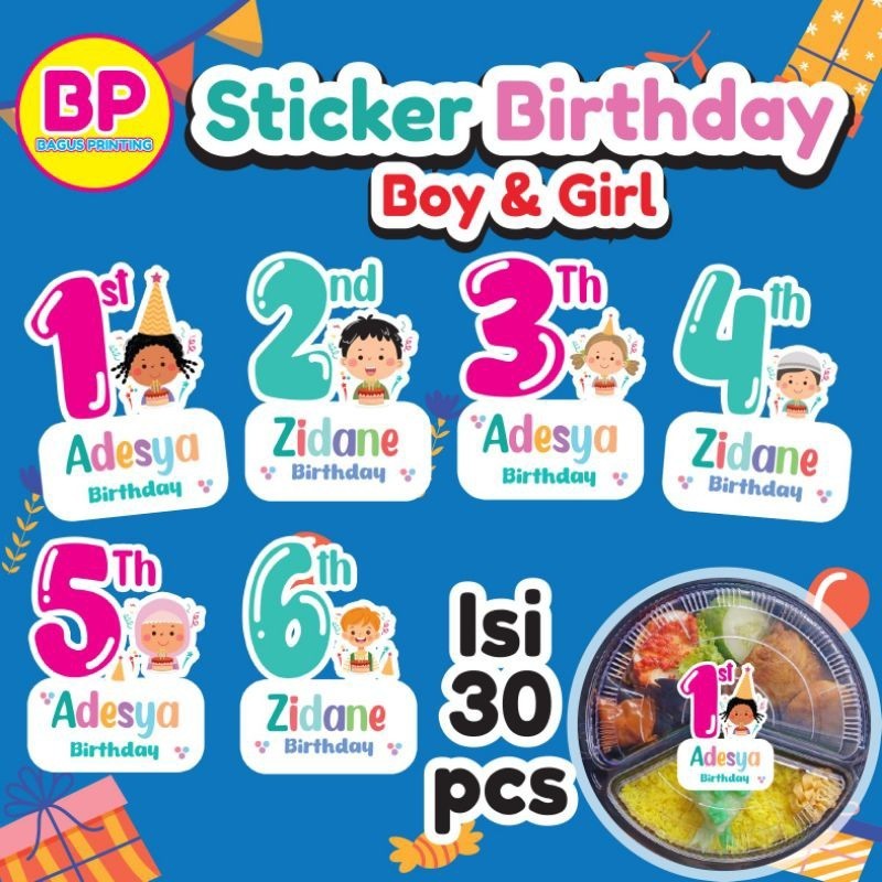 

Isi 30 pcs Sticker Ulang Tahun Anak Sticker Karakter Bento Birthday Sticker Anak souvenir