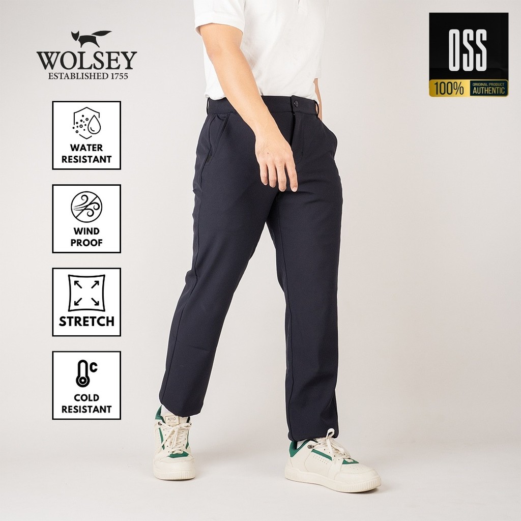 Celana panjang pria celana golf pria celana anti air celana anti angin Wolsey navy
