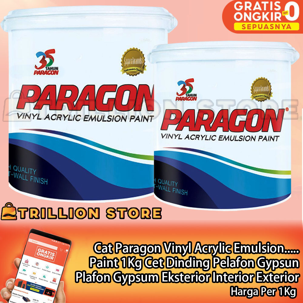 Cat Tembok Paragon 1 Kg Dinding Luar Dalam Pragon Vinyl Acrylic Emulsion Cet Plafon Gypsum Eksterior
