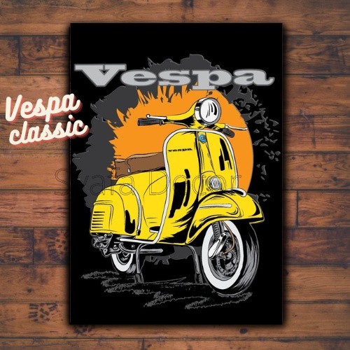 Poster Motor Vespa - Hiasan dinding motor klasik - Poster Retro - Poster Vespa Sprint - Pajangan din