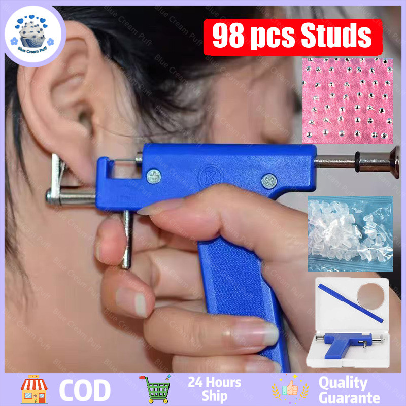 【COD】98Pcs Alat tindik telinga Tindik telinga tanpa rasa sakit Pistol tindik tulang telinga Alat tin