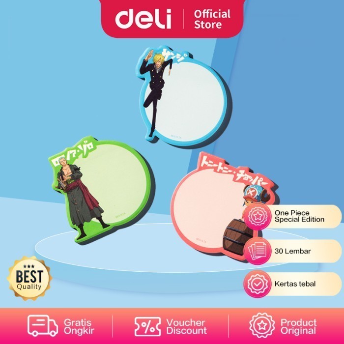 

Deli Sticky Notes One Piece 30 Lembar Kertas Tebal EA040, Memo Pad Desain Lucu
