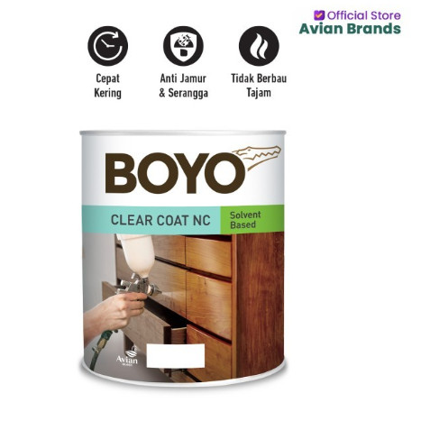 CAT VERNIS PERNIS KAYU BOYO CLEAR COAT 1LITER NC GLOSS DAN DOFF mebel perabot pintu kusen jendela