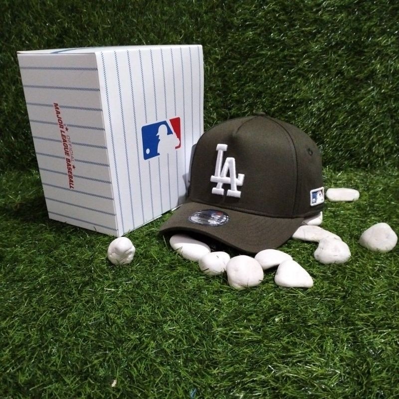 LA Putih Hijau Army Logo Bordir  Pria wanita Topi Baseball Premium Topi MLB