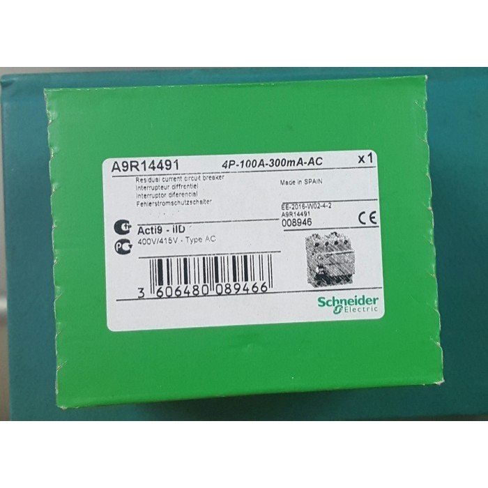 SCHNEIDER ELCB 4P 100A 300MA A9R14491