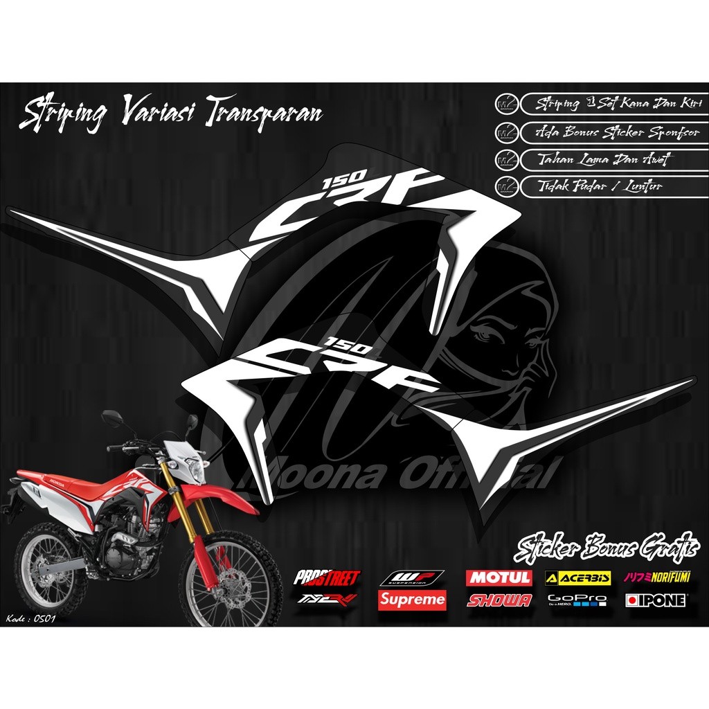 0501 Striping List Variasi CRF 150 L Transparan Terbaru / Sticker Striping Variasi CRF150 Terbaru / 