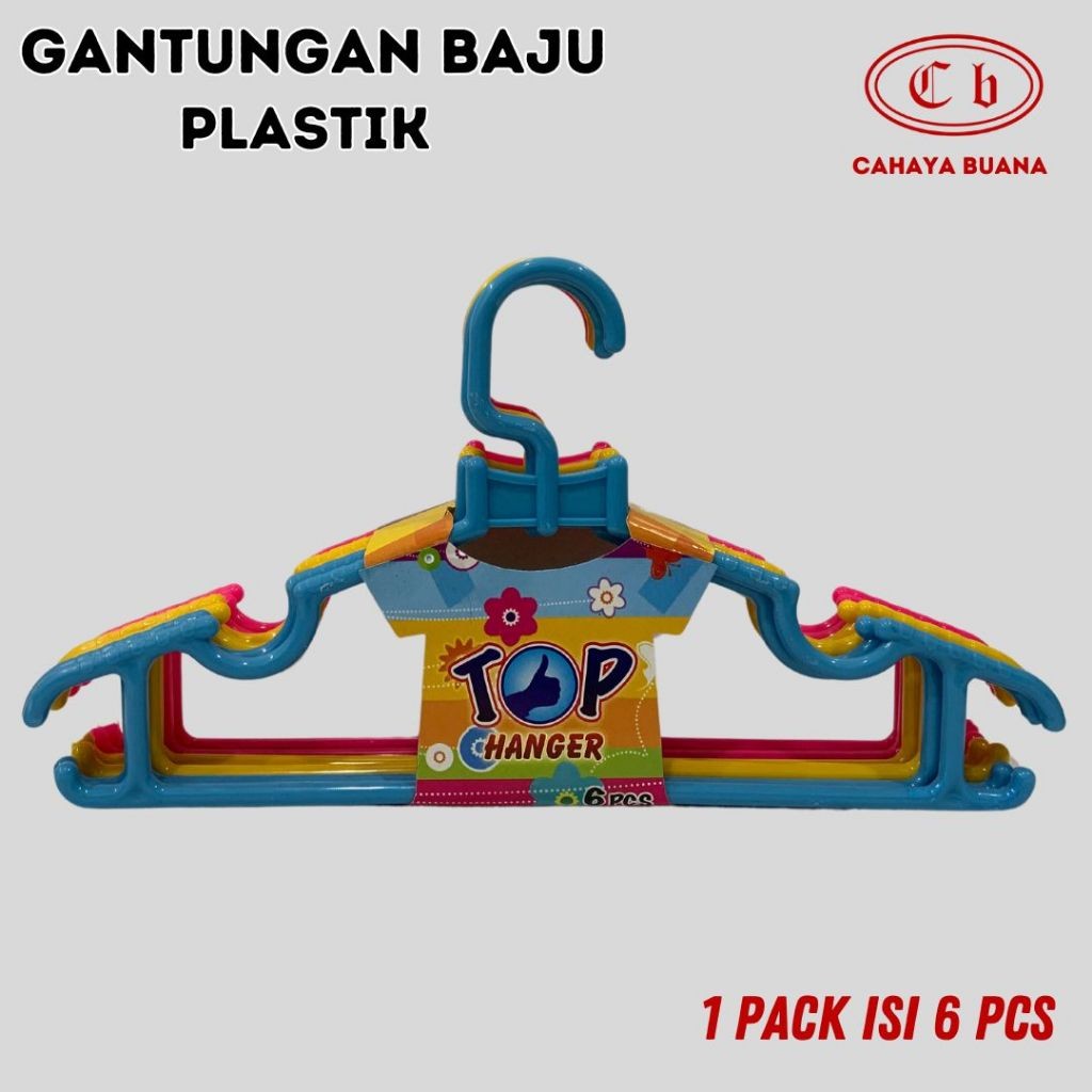 Gantungan Baju Top Hanger Plastik Isi 6 pcs Hangger Baju Pakaian Serbaguna