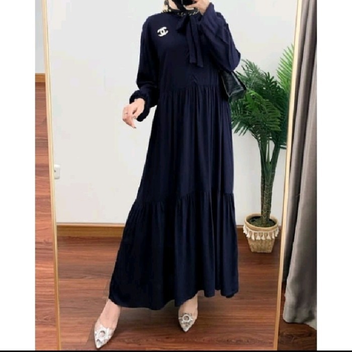 GAMIS WANITA BIRU NAVY POLOS GAMIS REMAJA MUSLIM NAVI KEKINIAN - HERA