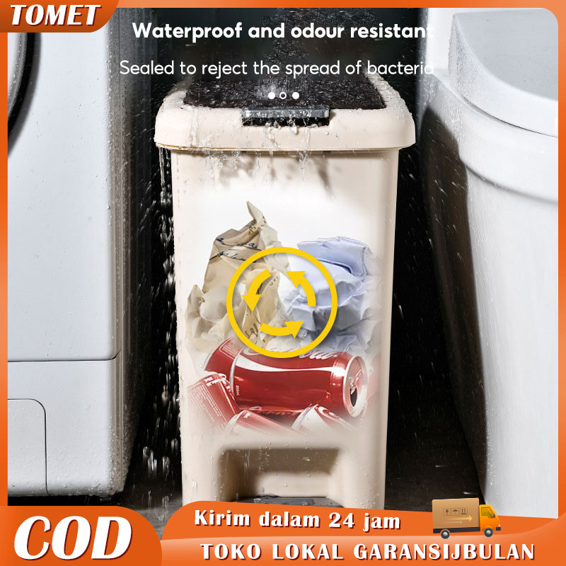 Tempat Sampah Injak 8L /10L/15L/20L Tong Sampah Plastik Tertutup Trash Bin Kotak Sampah Dapur Kamar 