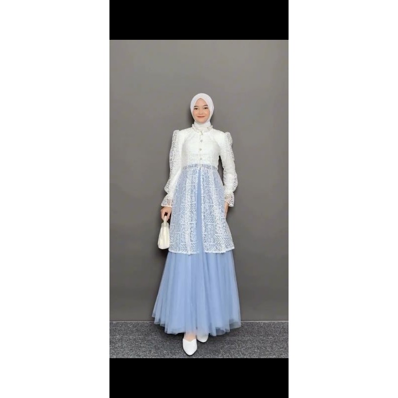 Anaya Outer Dress by Prameswari-Brokat Outer-Rompi Brokat-Outer Kondangan Kekinian-Outer Tulle-Outer