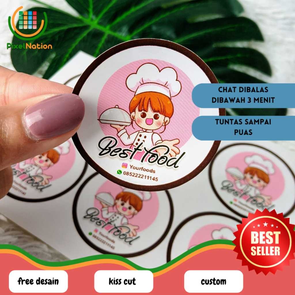 

PiNat SBC 8-15 Cetak Stiker Bulat Logo Olshop Custom Sticker Label Makanan Free Desain Print