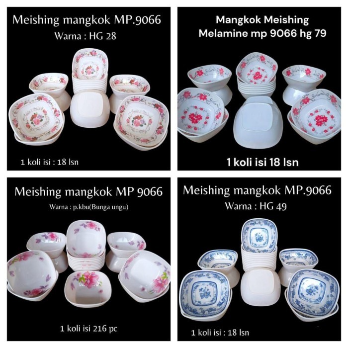 Mangkok Segi Melamin/mangkok segi melamin motif beragam