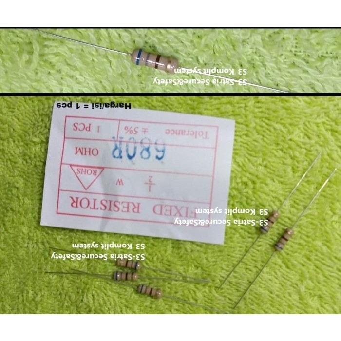 Resistor 1/2w 680 R setengah 0.5W ½ 0,5 w 680R ohm 680Ohm