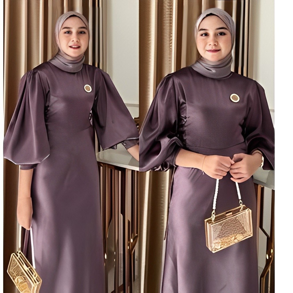 BAHAN PREMIUM / Gamis Polos Velvet Satin Lyodra Dress Kondangan Baju Wisuda Gamis Lamaran Baju Konda