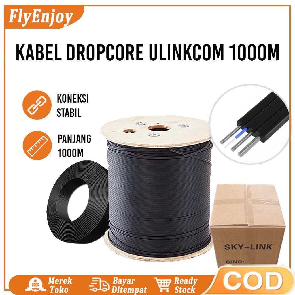 [ ] Kabel  Fiber Dropcore 1 Core 1000 Meter Kabel Fiber Optik 1000m FTTH