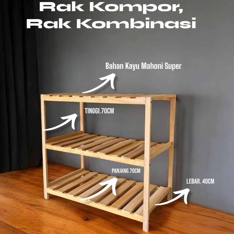 RAK KOMPOR SUSUN 3 / RAK SEPATU / RAK AQUARIUM / RAK KAYU SERBAGUNA / RAK AESTETIK