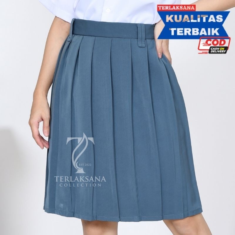 ROK REMPEL PENDEK SMA Rok Seragam Sekolah Bahan Licin High TWIST