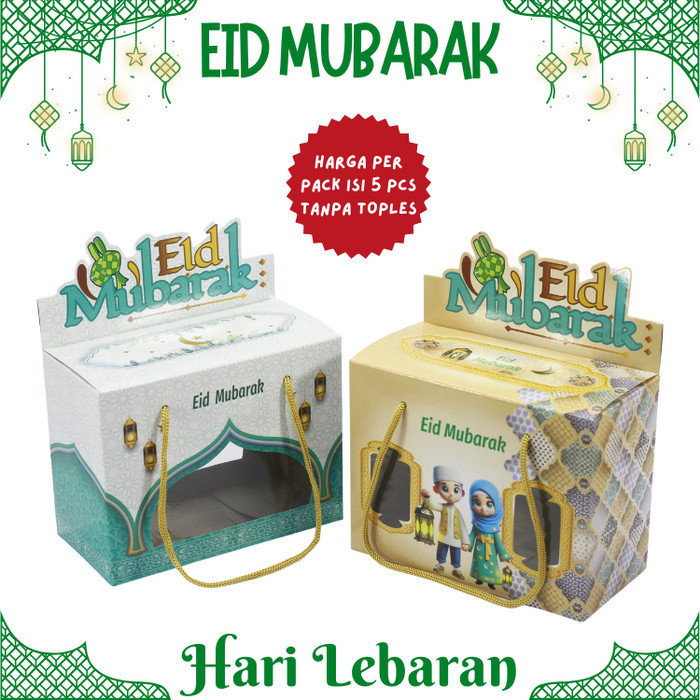 

Paperbag Edisi Lebaran, Kotak Packaging 2 Toples Jar Kue Kering, Gable Box Lebaran