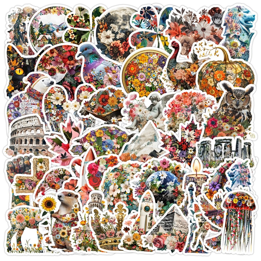

10/25/50pcs Mixed Animal Flower Graffiti Stickers for DIY Decor Waterproof Scrapbooking Phone Water Bottle Decals Suitcase