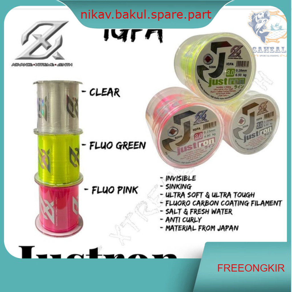 Senar Pancing Super Kuat AXZ Justron 500 Meter IGFA Class flourocarbon