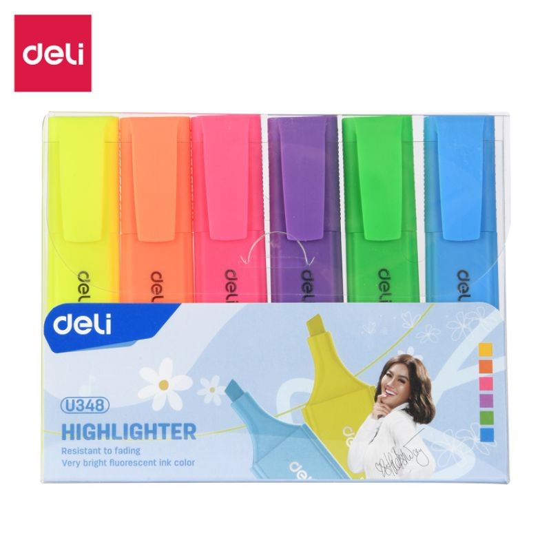 

[DELI X AGNEZ MO] PERSET Deli Highlighter / Penanda Isi 6 Warna Terang CU348