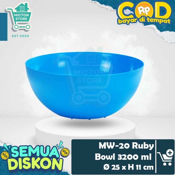 HOMTON Lion Star MW-20 Ruby Bowl 3200 ml Mangkok Makan Mangkuk Gelas Es Buah Salad Es Krim Scoop Kua