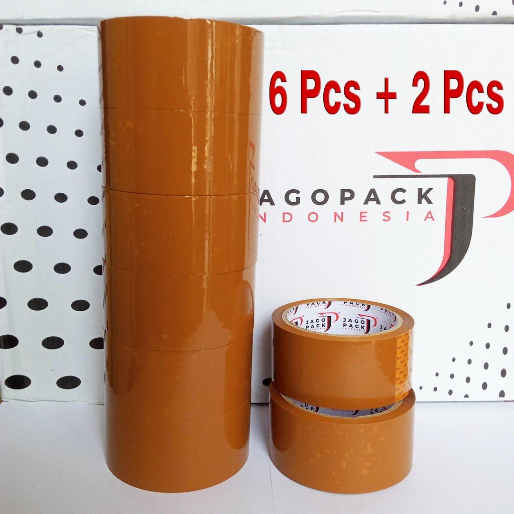 

HEMAT 8 PCS [ 6+2 ] - Lakban Coklat Ekonomis 45 x 90 yard - Jago Pack Indonesia