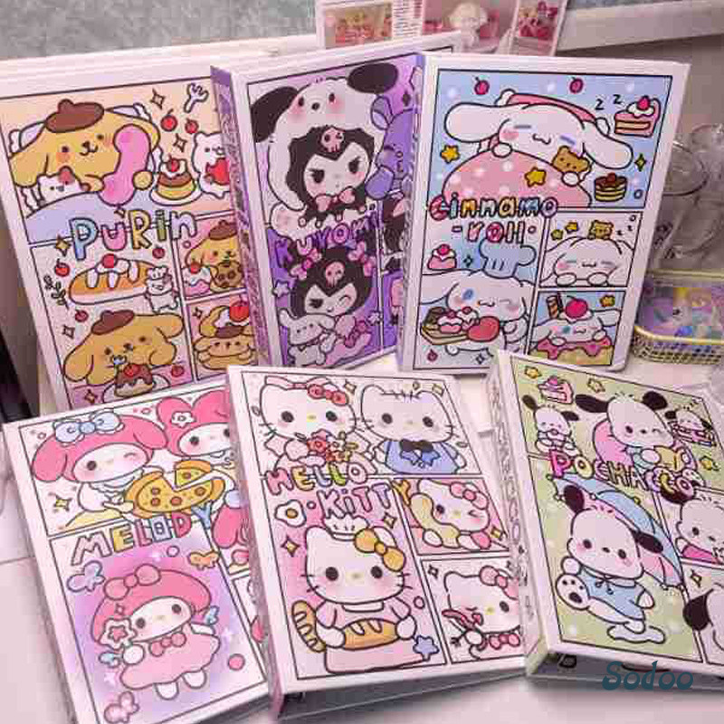 

Buku Kartu Sanrio Kartun Buku Daun Longgar A5 Buku Penyimpanan Kartu Kecil 3 Inci-SO