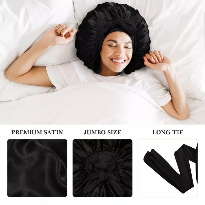 Hair Bonnet Silk/ Night Cap Hair Bonnet Satin Cap/ Hair Cap/ Bow Knot Round Cap