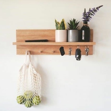 mg gantungan baju kayu dinding Tempat tas ambalan dinding rak dinding
