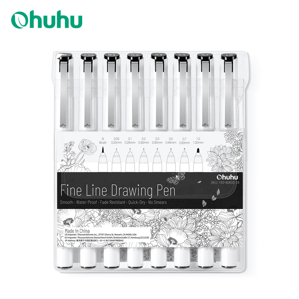 

Ohuhu Micro Pen Fineliner Drawing Pens 8 Pack Line Pens Art Colored Pens Fine Point Markers Waterproof Writing Sketching Manga