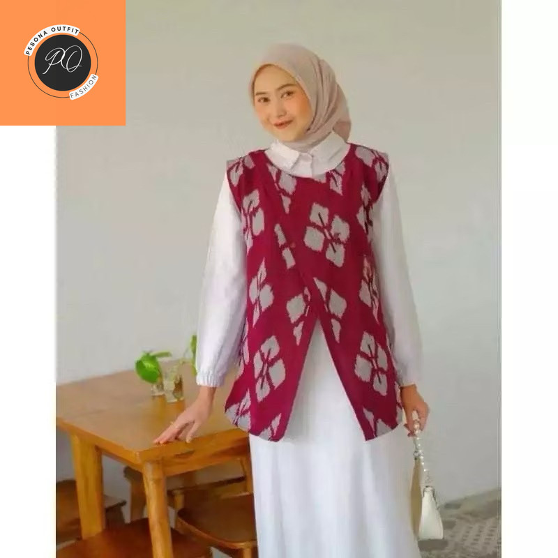 VEST TRISTA, BATIK TENUN WANITA, VEST WANITA, ROMPI TENUN, ROMPI BATIK WANITA