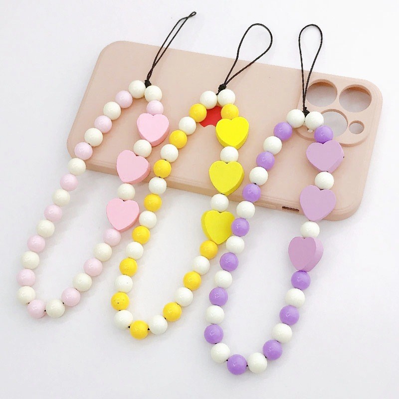 

Acrylic Beaded Mobile Phone Chain, Candy Color, Love Mobile Phone Hanging Rope, Anti Drop Hand Rope, Mobile Phone Case Hanger