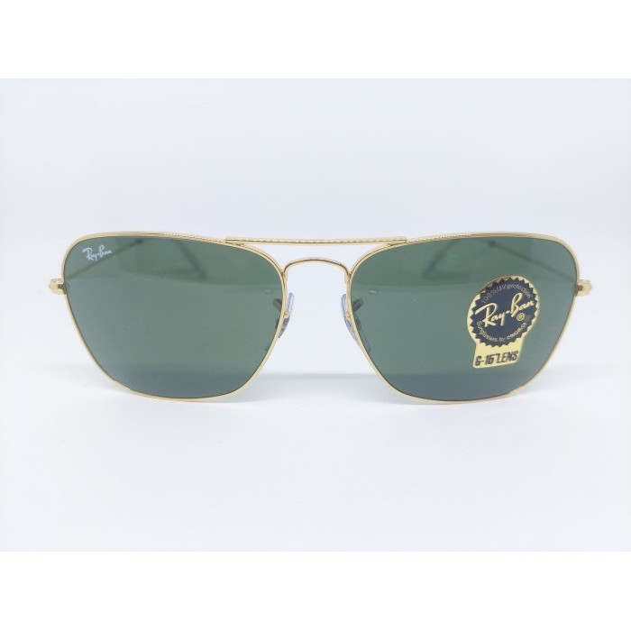promo ✨ -Kacamata Rayban CARAVAN RB 3136 001 58 Gold Green Orinal1