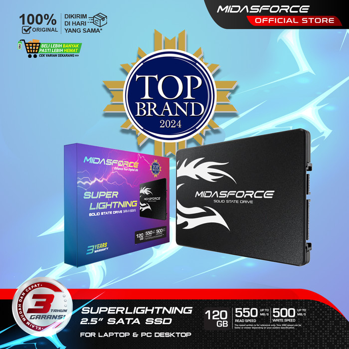 SSD 120GB Midasforce Superlightning SATA 3 Internal - SSD saja