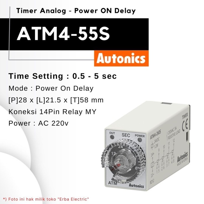 MU99 Autonics ATM4-55S 5-second 220vac Solid State Timer Analog Omron H3Y