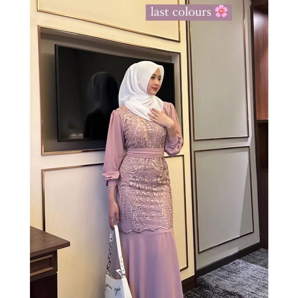 Langsung Kirim Baju Brokat Kondangan Dress Mewah Rayya Dress Baju Pesta Wanita Muslim Brukat Kondang
