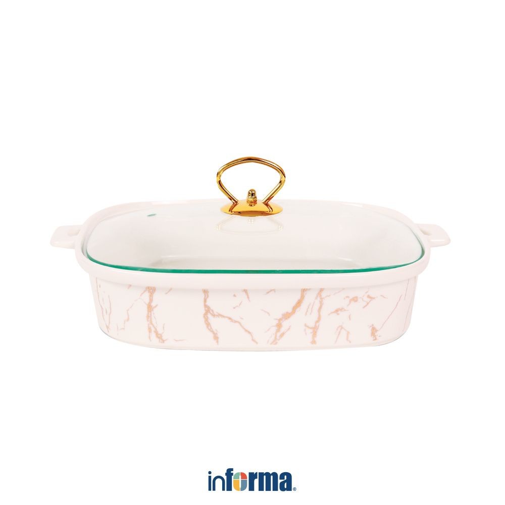 Informa Appetite 33 cm Wadah Saji Casserole Motif Marble - Gold Tempat Saji Makanan Wadah Hidangan S