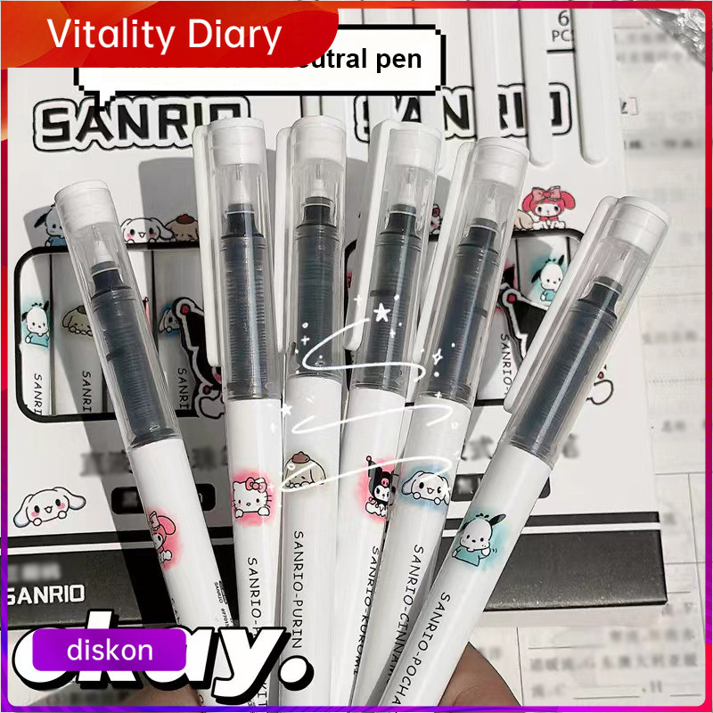 

【COD❤️】Pulpen Cair Sanrio Straight Ball Pen Cepat Kering, Pulpen Tulis Halus 0,5mm Hitam Pulpen Netral - VDY
